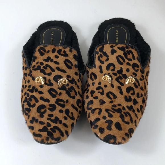 2/$30 Derek Lam Slippers Size 5/6 Leather Cheetah Print Venetian Mule Slippers - Picture 8 of 15